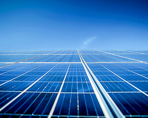 Solar panel installation demo, clear skies, action shot, renewable energy focus, against a clear scene , photographic style