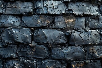 A dark brick pattern background texture on a black wall