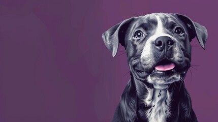 A dog with a black nose and brown eyes is staring at the camera - obrazy, fototapety, plakaty