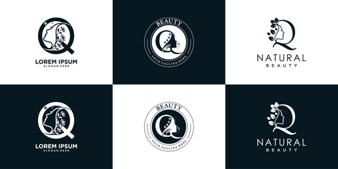 letter logo Q design collection with nature beauty concept premium vector