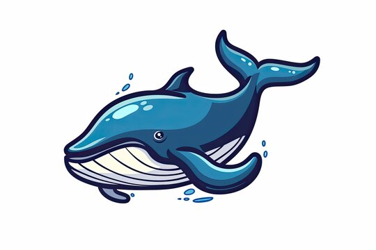 Whale cartoon animal logo, illustration