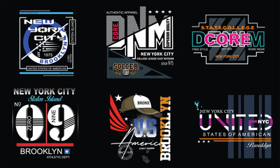 Set typography vector for print t shirt and hoodie apparel design, american streetwear t-shirt design,urban t-shirt designs bundle, american poster graphic geometry, stock vector, american merchandise