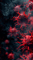 Intracellular viral invasion dark background low angle high detail dramatic vector , minimalist