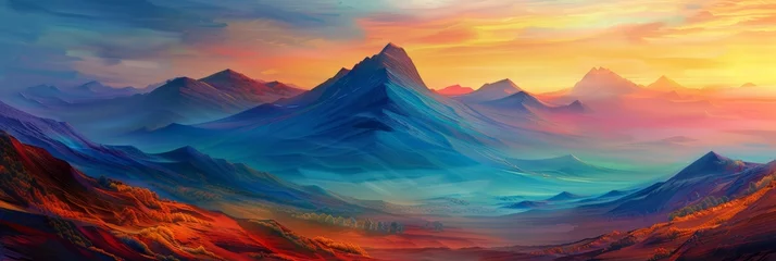 Poster Mountain landscape at sunset © Artem