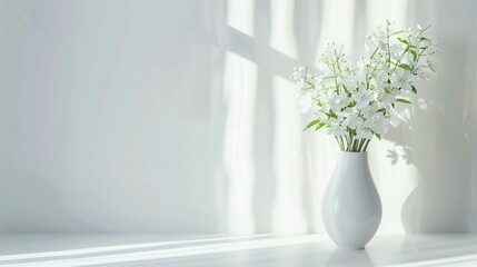 Home interior with white flowers in a vase 