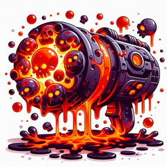 The Lava Blaster: a fiery weapon adorned with flaming skulls, delivering devastating blasts of molten heat.