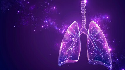 illustration of lung, modern medicine technology. - obrazy, fototapety, plakaty