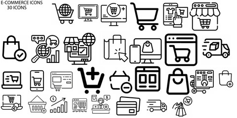 Set of E-Commerce and Shopping vector line icon