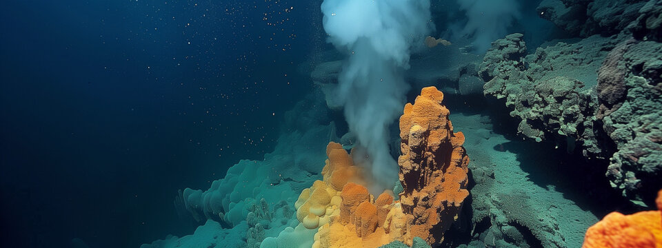 Vibrant Underwater Hydrothermal Vents and Marine Landscape