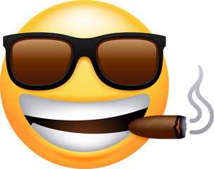 Face With Sunglasses Smoking Cigar Emoticon Icon