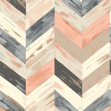 Contemporary Herringbone Pattern with Brush Strokes in Earth Tones