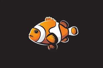 Clownfish cartoon animal logo, illustration