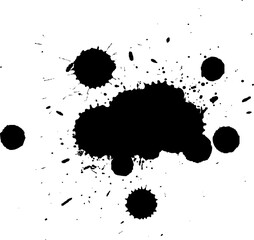 black ink brush dropped splash splatter on white background vector