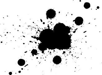 black ink brush splash splatter on white background