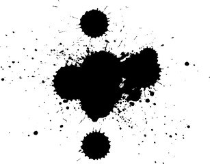 black watercolor brush splash splatter on white background grunge graphic