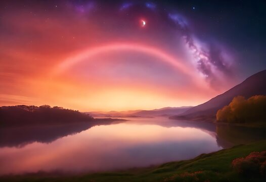 a colorful sky with a rainbow in the sky