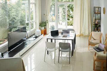 Small cozy home office of startup company
