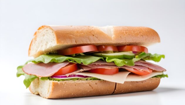 Homemade sandwich on white background