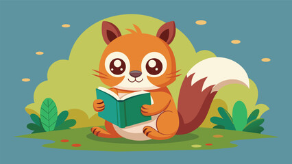 a cute little squirrel reading a book 2.eps