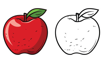 Apples isolated illustration and coloring page.