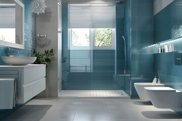 A minimalistic bathroom in nude colors