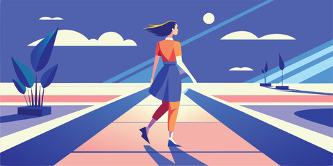 a illustration of a walking girl