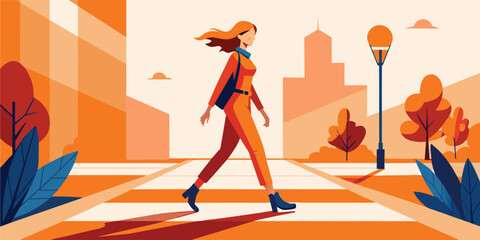 a illustration of a walking girl