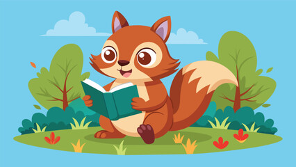 a cute little squirrel reading a book 7.eps