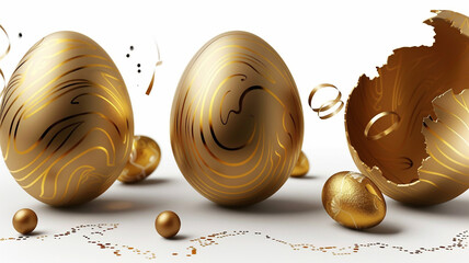 Easter scenes.Beautiful realistic illustration with a golden background.