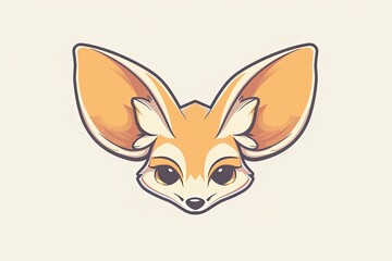 Fennec fox cartoon animal logo, illustration