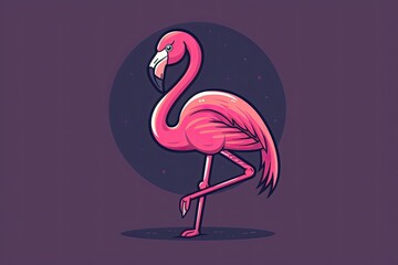 Flamingo cartoon animal logo, illustration