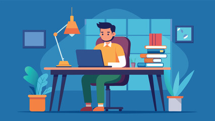 a man with desk flat illustration .eps