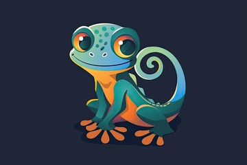 Gecko cartoon animal logo, illustration