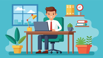 a man with desk flat illustration 5.eps