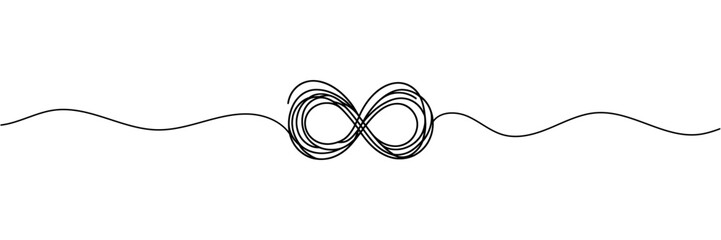 the infinity sign is drawn in one line style. Vector illustration. - obrazy, fototapety, plakaty