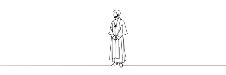 One continuous line drawing of a male priest