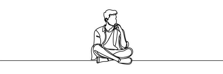 Obraz premium Continuous one line drawing of a thinking guy.