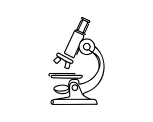 Microscope Drawn with one continuous line. Vector illustration.