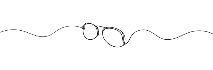 Continuous single drawn one line drawing of isolated vector object eye glasses.