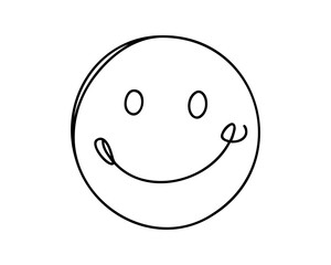 One continuous line art smiling face isolated vector illustration on white background