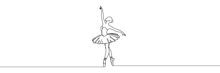 continuous line drawing of woman ballet dancer. © dariachekman