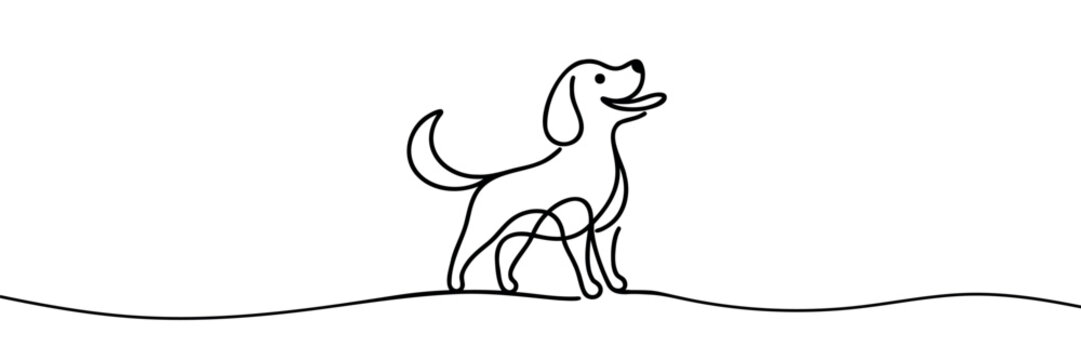 Dachshund dog running design silhouette. Continuous one line drawing. Hand drawn minimalism style vector illustration