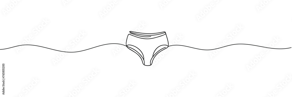 Poster Vector abstract continuous one single simple line drawing icon of panties in silhouette sketch