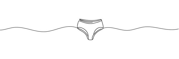 Vector abstract continuous one single simple line drawing icon of panties in silhouette sketch - obrazy, fototapety, plakaty