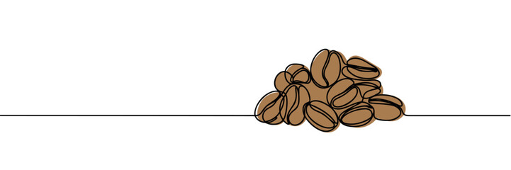 One continuous line draws coffee beans.