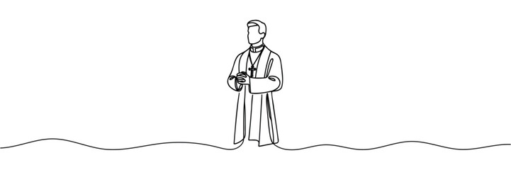 One continuous line drawing of a male priest.