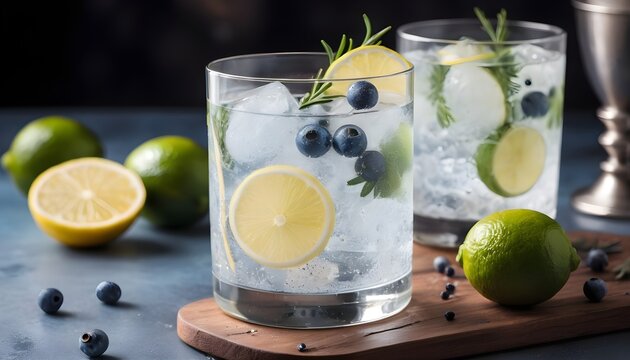 Gin and tonic drink served with lime