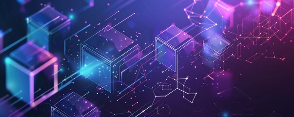 A colorful image of cubes with a blue background