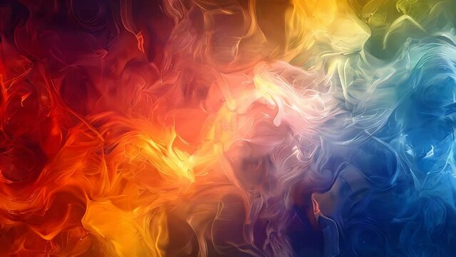 abstract fire background with smooth lines and curves in blue, orange and yellow colors