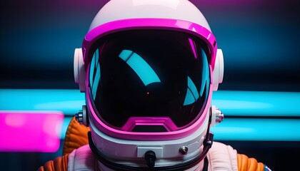 Spacesuit helmet visor close up on astronaut - obrazy, fototapety, plakaty